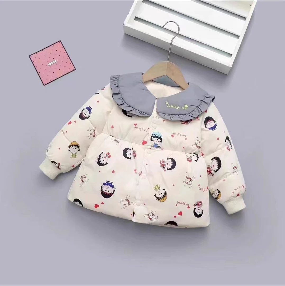 Y-N789女童冬款娃娃领棉服洋气外套小丸子白搭时尚卡通