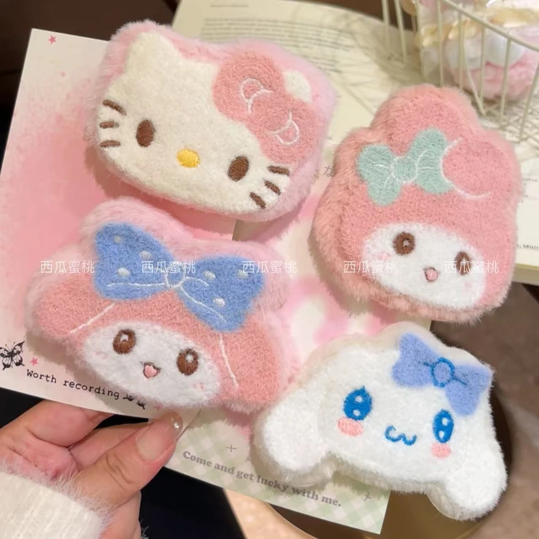 韩系可爱猫咪毛绒卡通发夹蝴蝶结侧边刘海夹百搭边夹少女系新