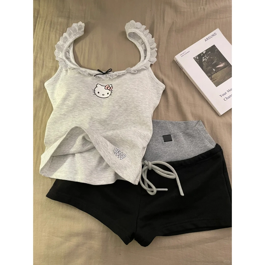 【纯欲kitty】甜美性感吊带睡衣女夏季款带胸垫背心短裤家居服套装