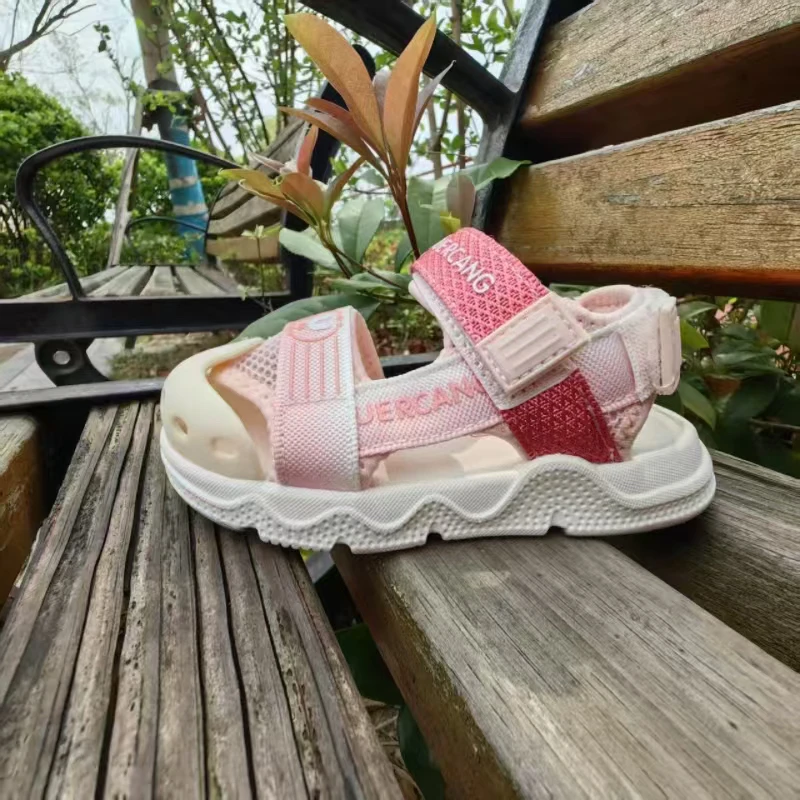 幼儿康凉鞋童鞋儿童休闲风包头夏季男沙滩鞋魔术贴休闲鞋防滑白