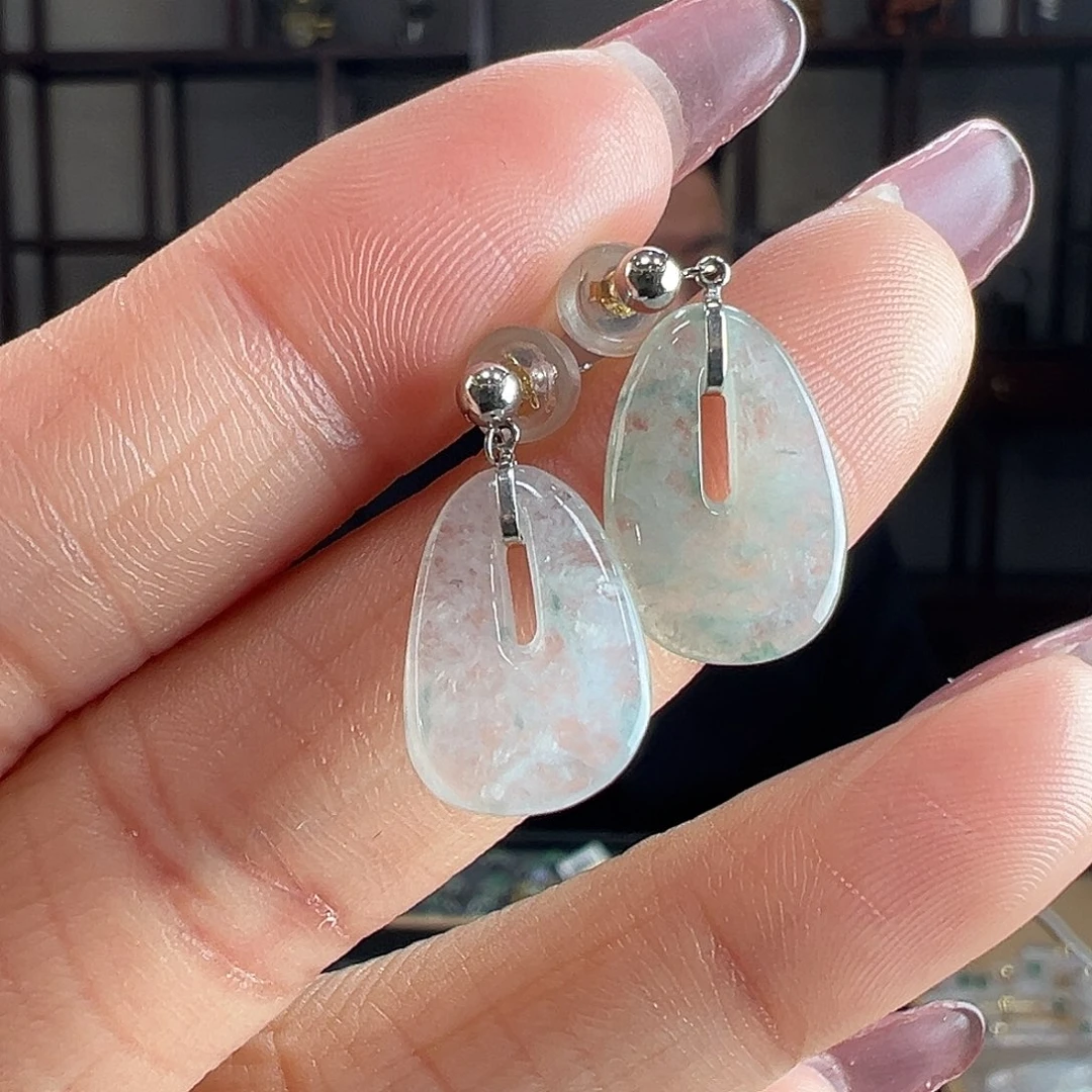 翡翠18K金镶嵌耳饰耳环