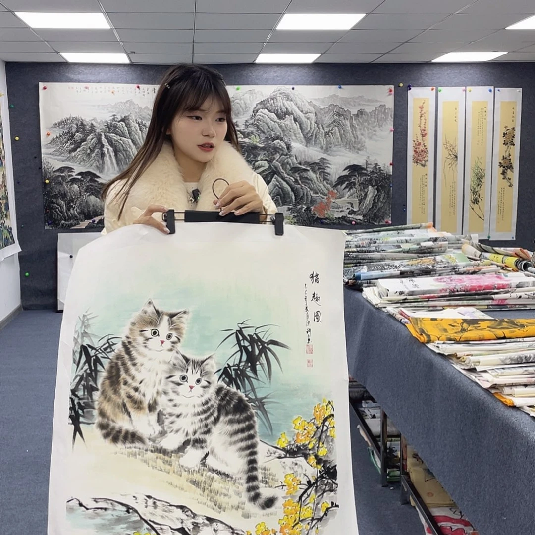 国画国画作品小姐姐放漏中