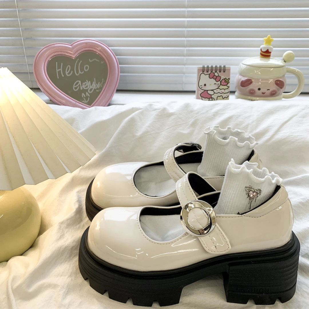 法式厚底粗高跟玛丽珍单鞋女2025秋季新款百搭高跟鞋英伦风小皮鞋