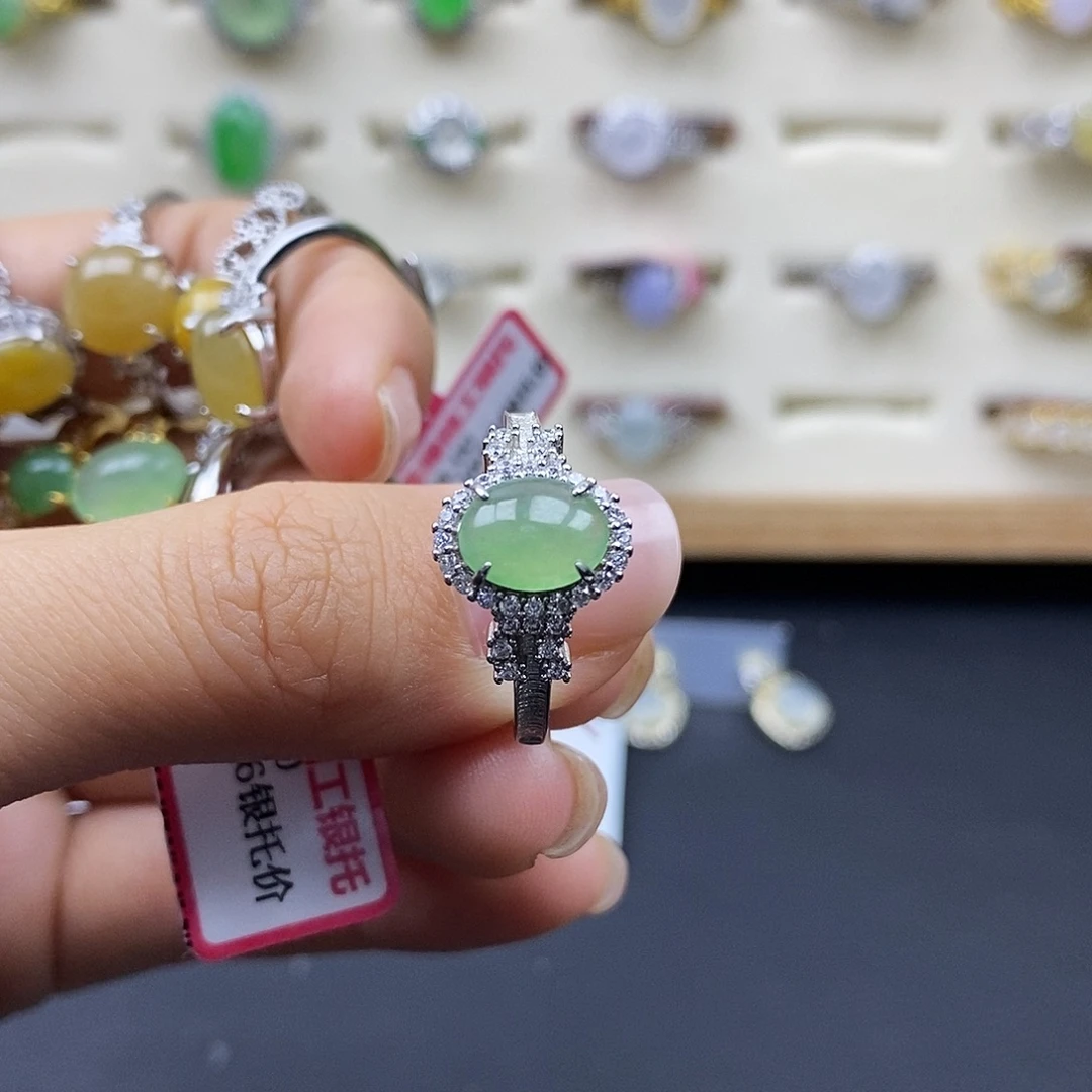 翡翠银S925镶嵌戒指
