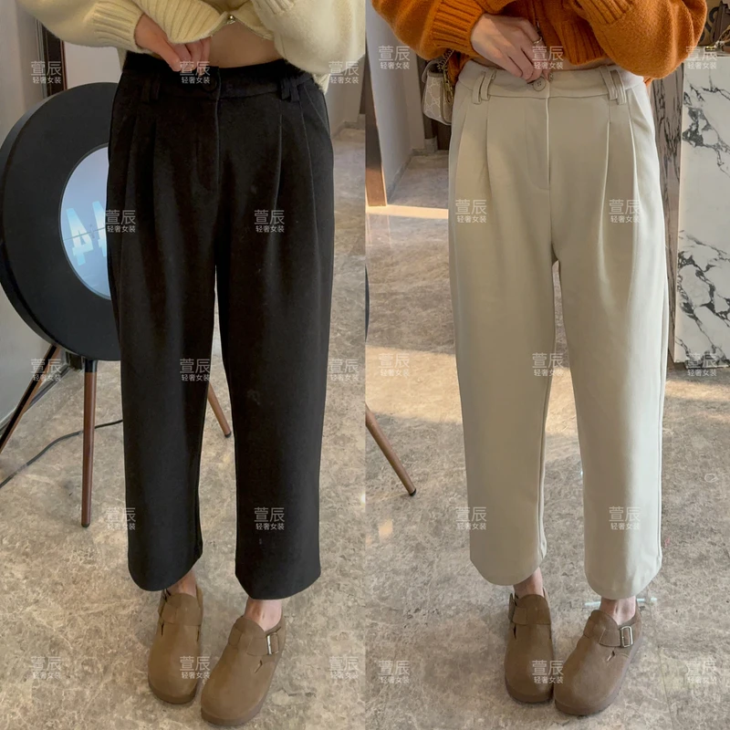 【奶奶裤】秋季磨毛加厚九分哈伦裤时尚百搭宽松显瘦休闲裤#3625