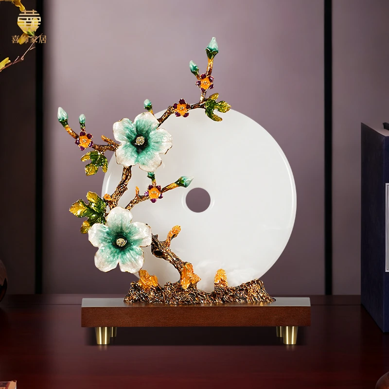 新中式高端兰花平安扣摆件家居装饰品客厅玄关电视柜酒柜礼品高档