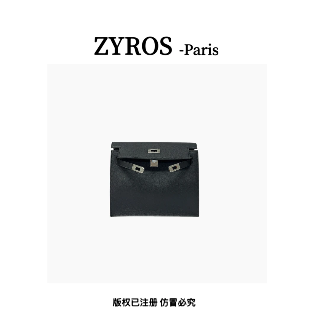 ZYROS/秋冬新款黑色轻奢高档经典时尚百搭单肩斜跨凯莉包女Z403