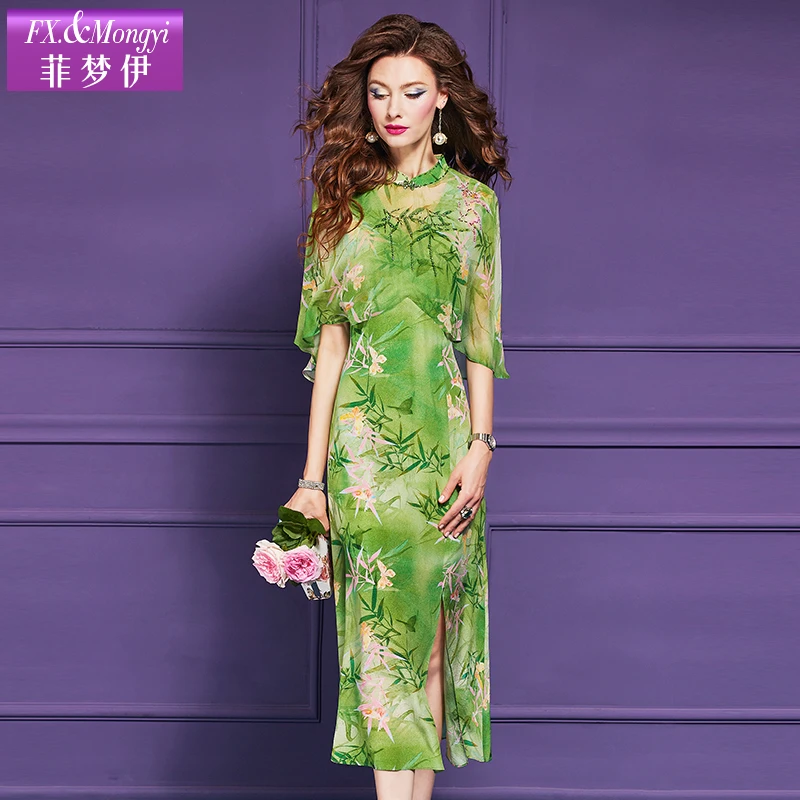 菲梦伊原创100%桑蚕丝新款时尚连衣裙65070