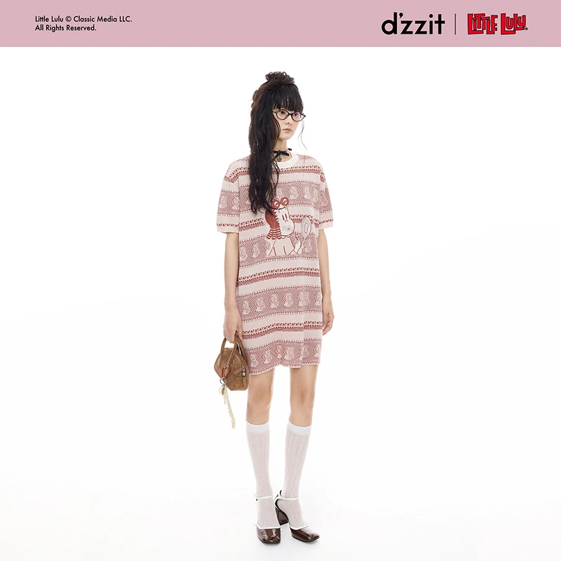 【Little lulu联名系列】dzzit地连衣裙25秋复古针织裙女3J3E6056G