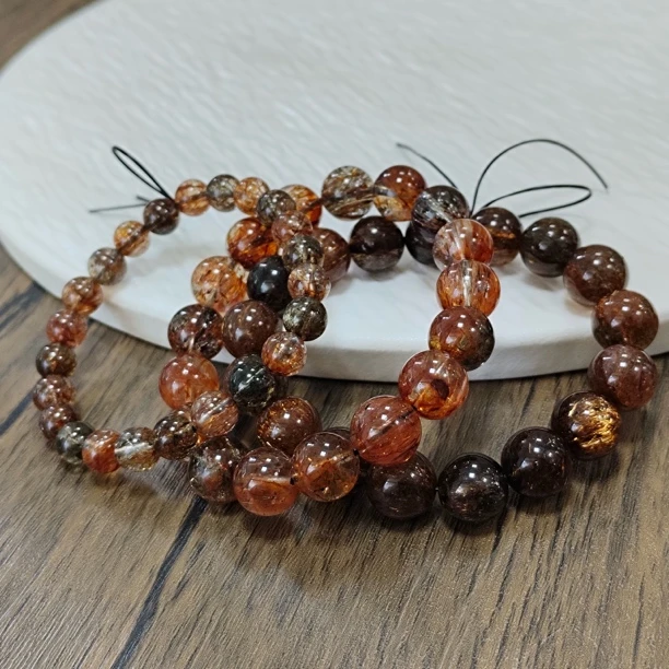 【晶雅颂】天然黑金超七单圈手链  多样性发一 约12mm2449BB