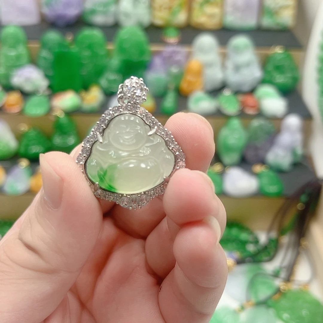 吊坠(赠链)银S925镶嵌翡翠