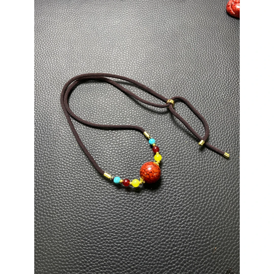 含辰砂工艺品 N041-经典晶体圆珠吊坠