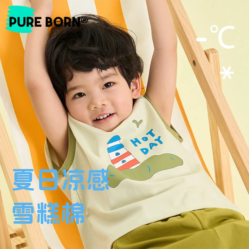 【雪糕棉背心】博睿恩夏季新款儿童凉感百搭t恤男女童无袖透气上衣T