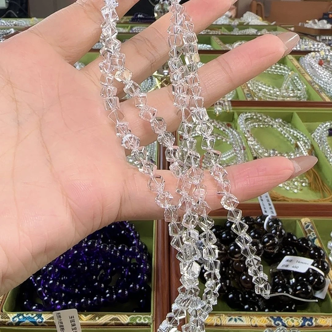****️未镶嵌手链水晶天然白水晶全净体方糖