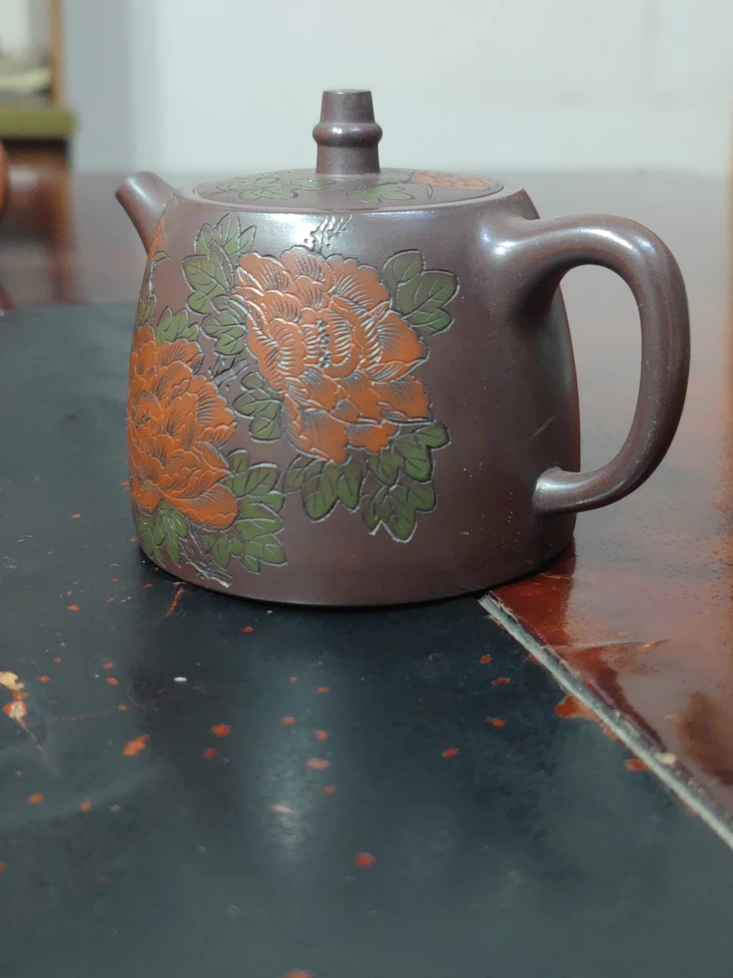 宜兴紫砂壶精工顾氏倾城系列茄皮紫汉铎壶350cc