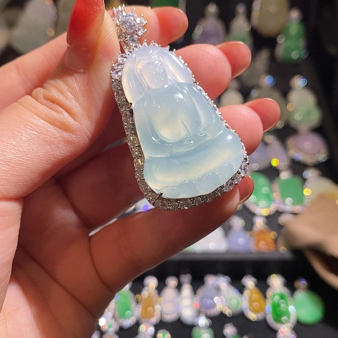 颈饰银S925镶嵌翡翠天然翡翠