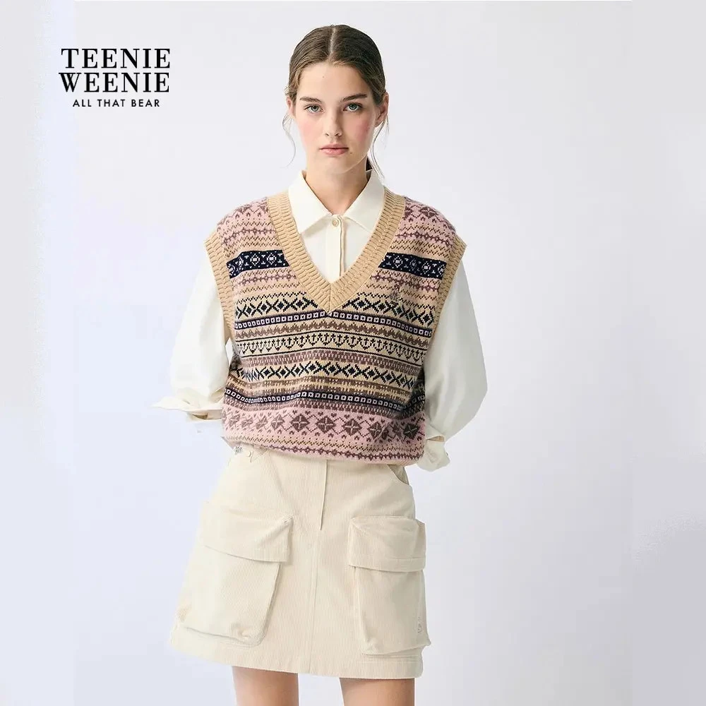 TeenieWeenie小熊毛衣女装2025冬季新款时尚休闲百搭TTKN254TC7B