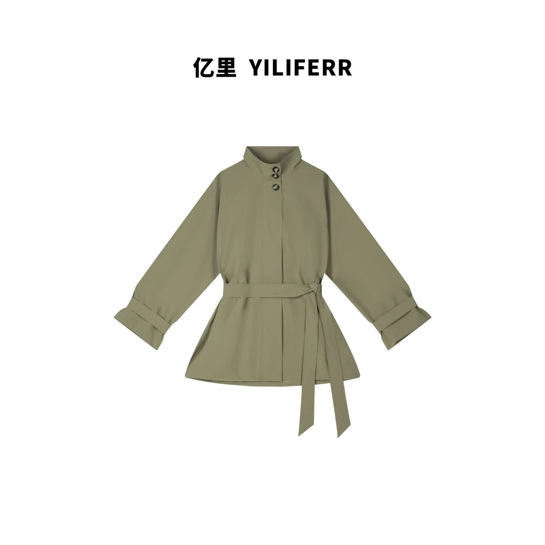 【YILI显瘦女装】韩系立领高级显瘦小众休闲风衣 Y0188