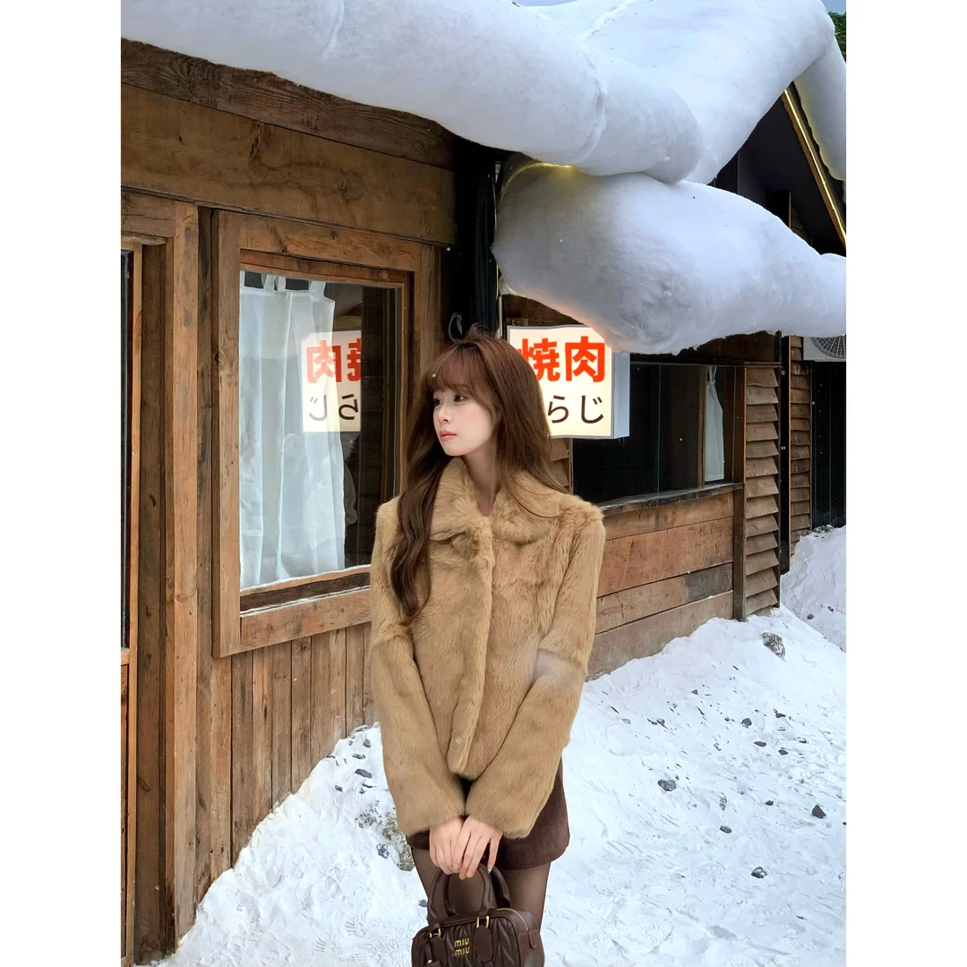 YOKLASS少女家 卡其色翻领长袖外套加厚保暖气质女上衣 W39403S54