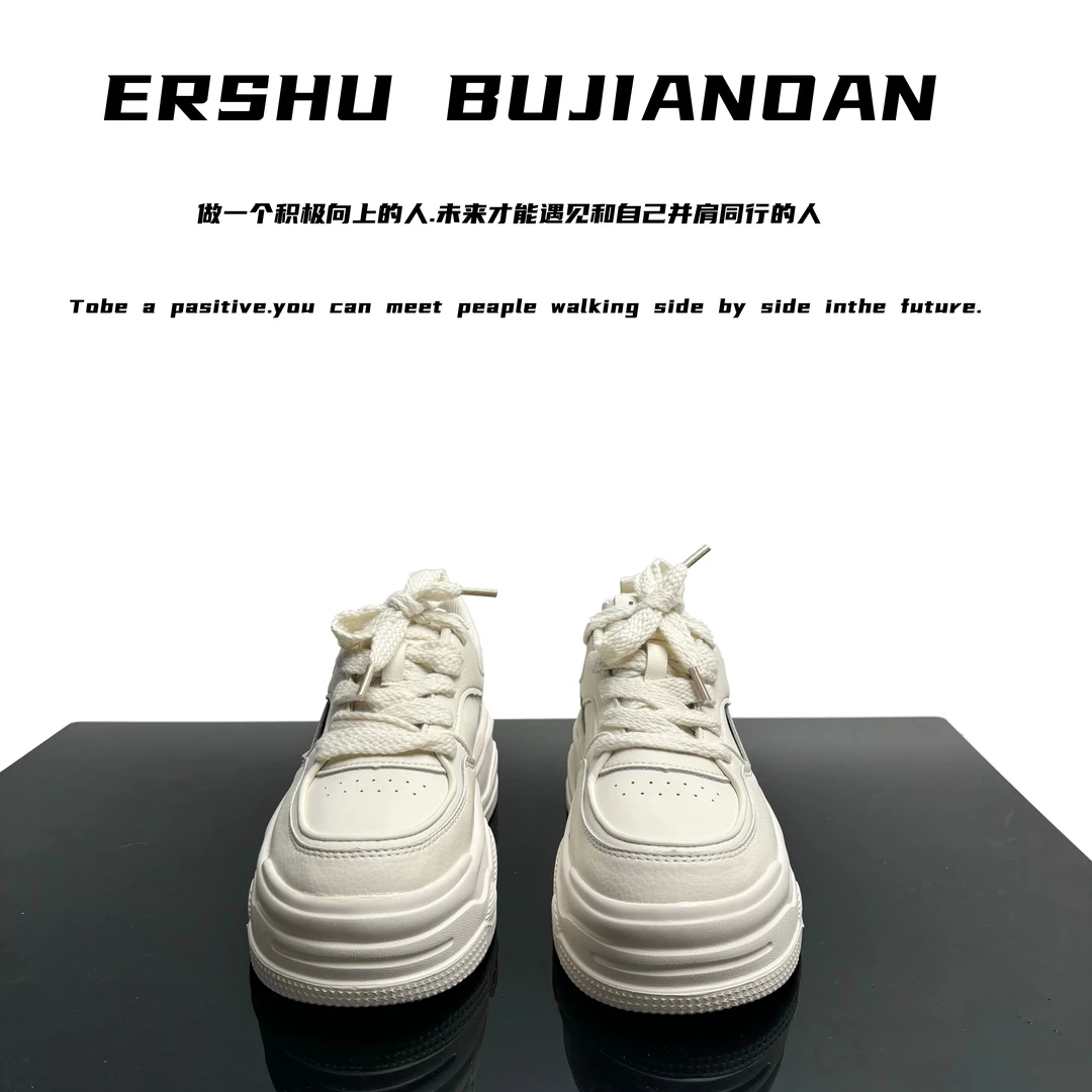 踩屎感厚底小白鞋女2025春款板鞋松糕休闲单鞋增高鞋 2501