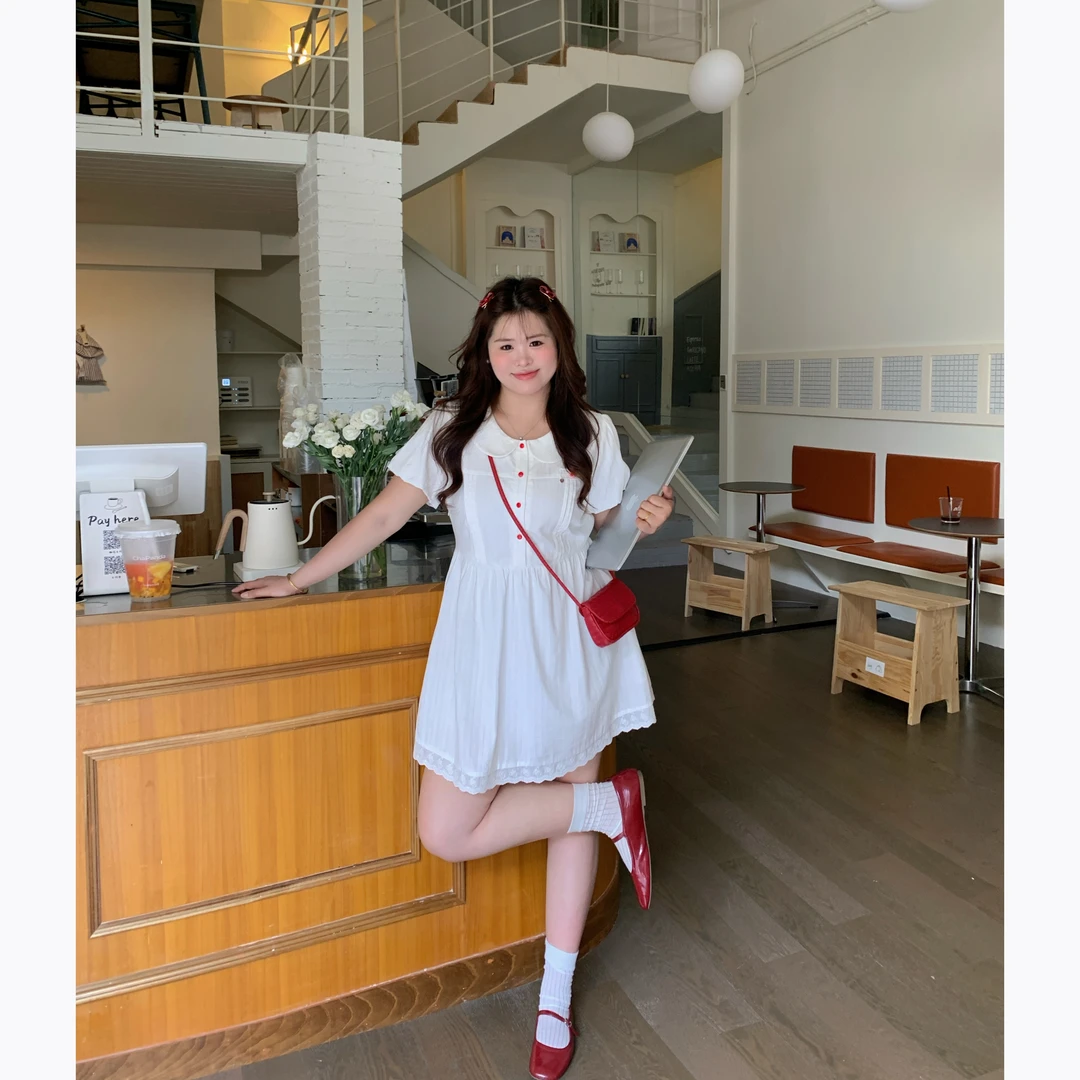 现货【空白信笺】大头婷微胖定制色仙女裙子超仙森系甜美连衣裙