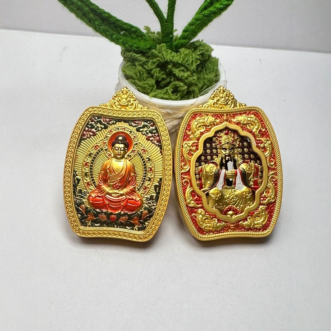 合金项链 合金守护神佛牌吊坠金属平安符合金财神生肖本命佛挂件