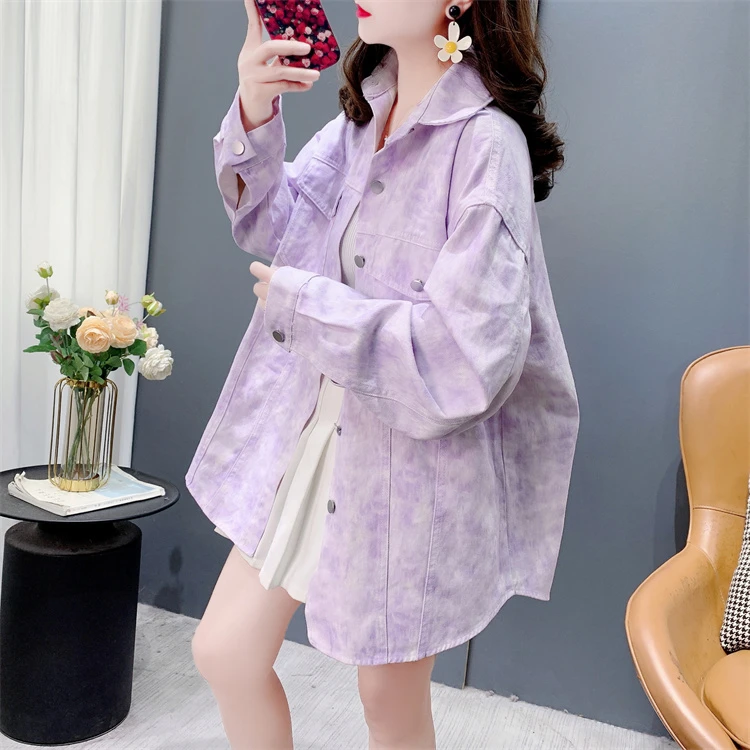 设计感渐变扎染牛仔外套女春季2025新款宽松洋气百搭复古夹克上衣