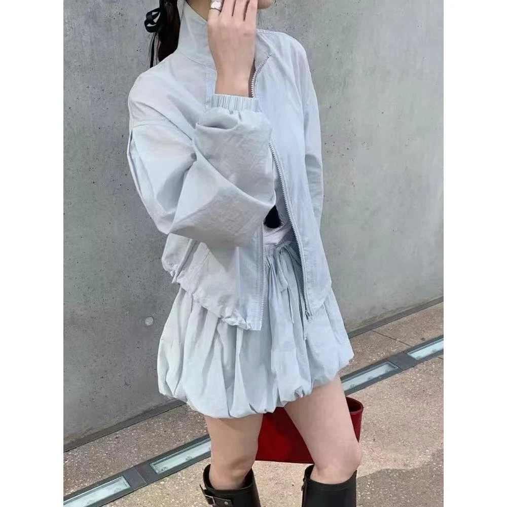 2025春夏新款韩系薄款短外套+花苞裙裤女小个子两件套套装裙