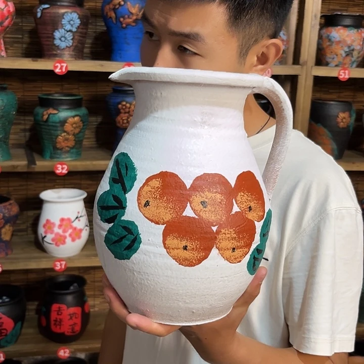 红陶浮雕花盆炸炸炸