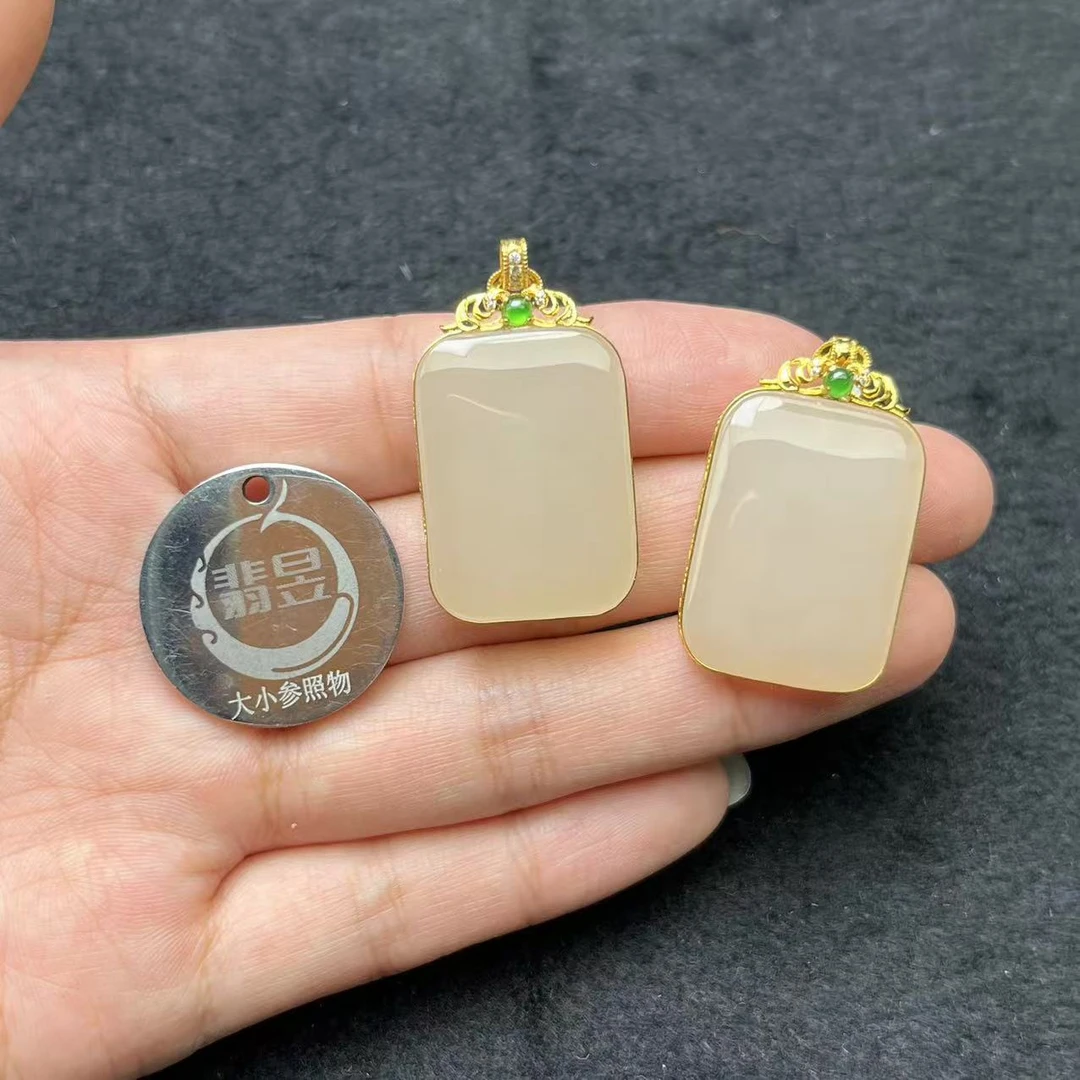 翡昱-N3-19941-和田玉吊坠18K金镶/约27*19*6*/-多样性发其一-D