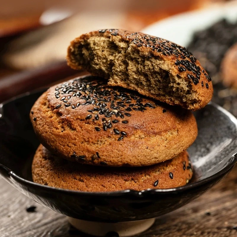 鑫炳记黑豆黑米黑芝麻三黑饼600g山西特产糕点美食【D】