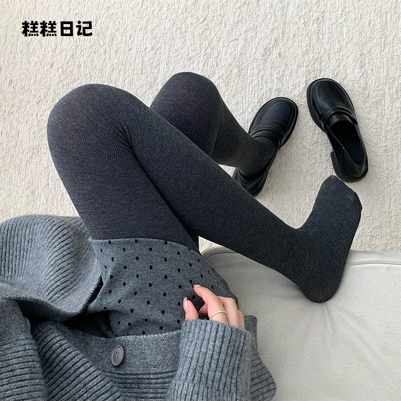 秋冬ins风穿搭感加厚保暖微压显瘦外穿打底裤袜子女连脚打底裤袜