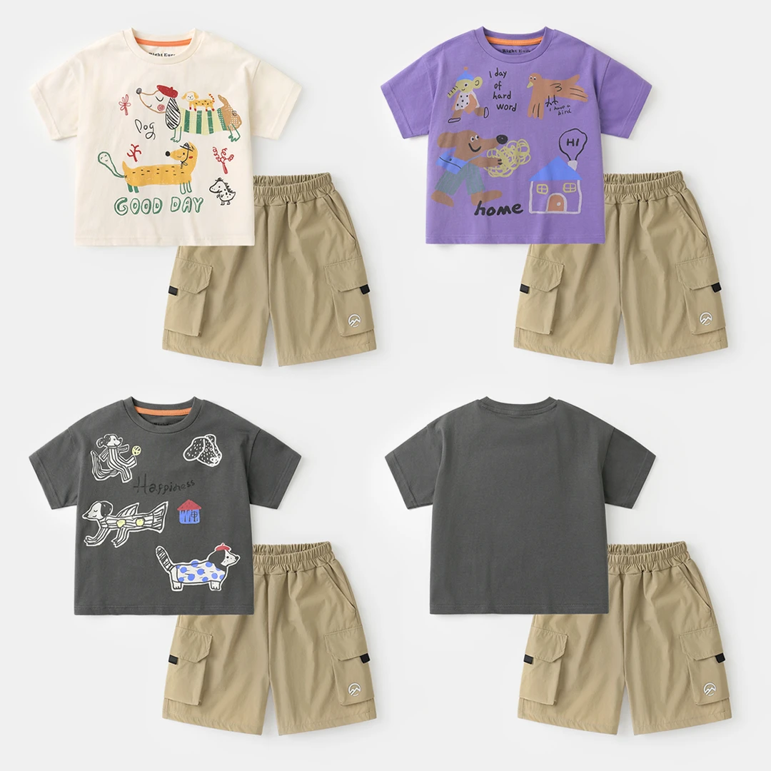 【卡通短袖套装】右欧童装男童短袖两件套夏装夏款儿童宝宝潮UZ823