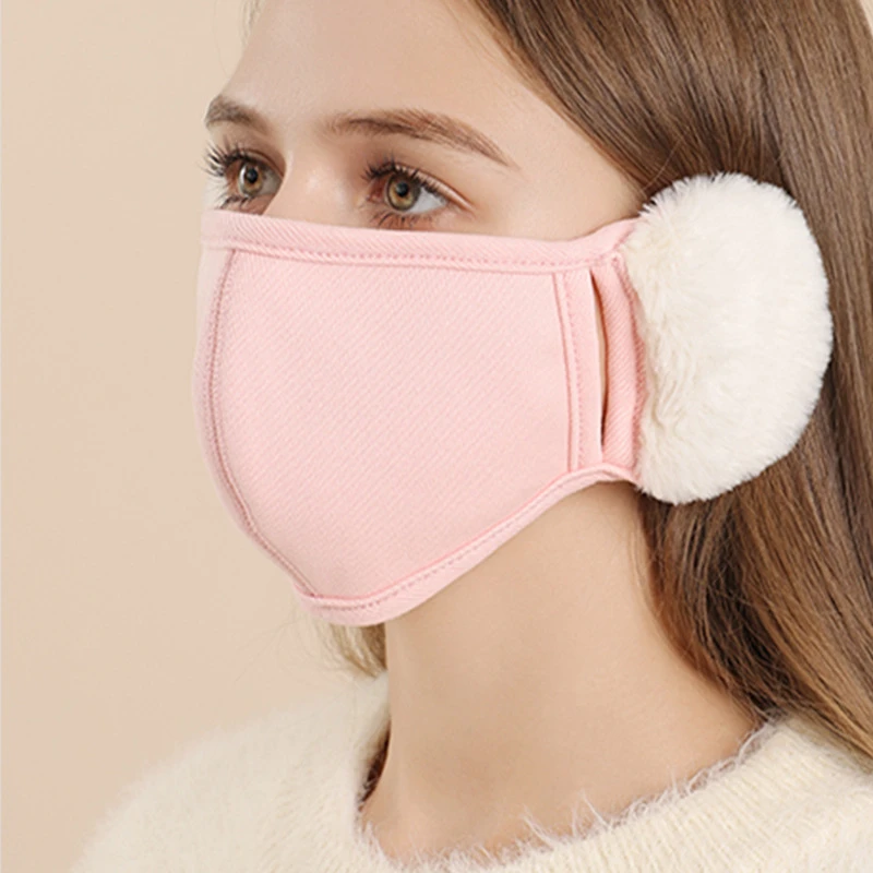 云朵保暖口罩女高颜值秋冬季纯棉防风防寒加绒护耳二合一面罩耳罩