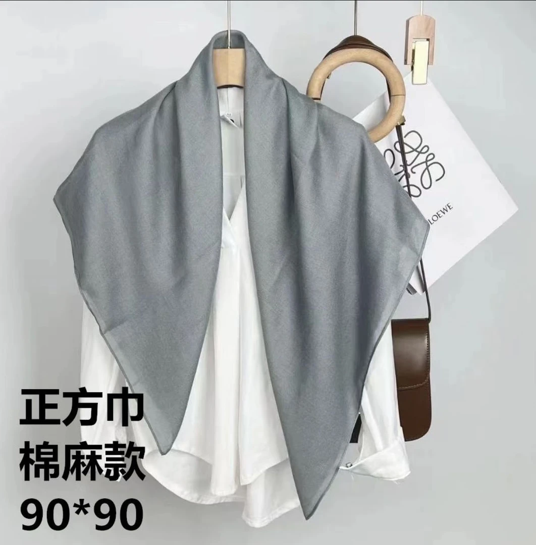 新人福利纯色棉麻大方巾四季通用披肩正方形头巾棉麻文艺围巾
