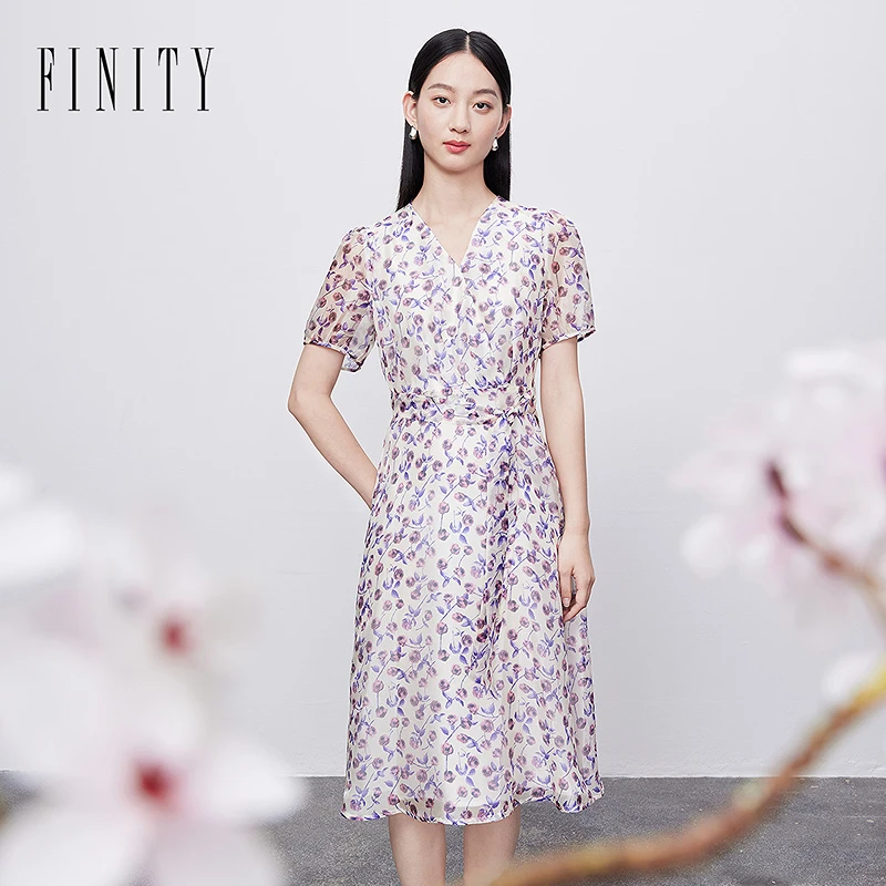 【粉丝专享】FINITY 气质时尚收腰修身法式复古连衣裙 F21X4C36L3