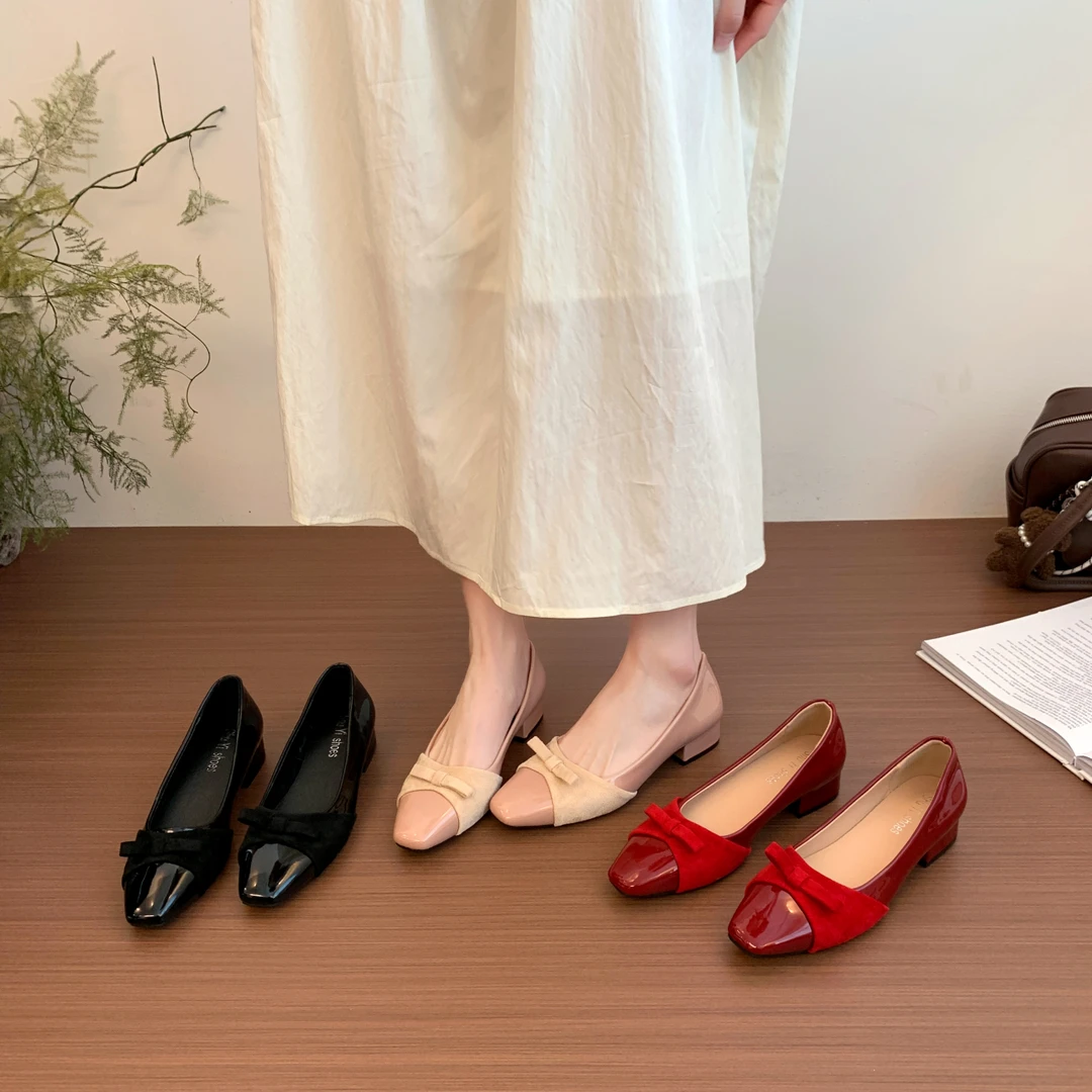 洋气网红温柔蝴蝶结瓢鞋春夏季法式内增高单鞋女超软女单鞋