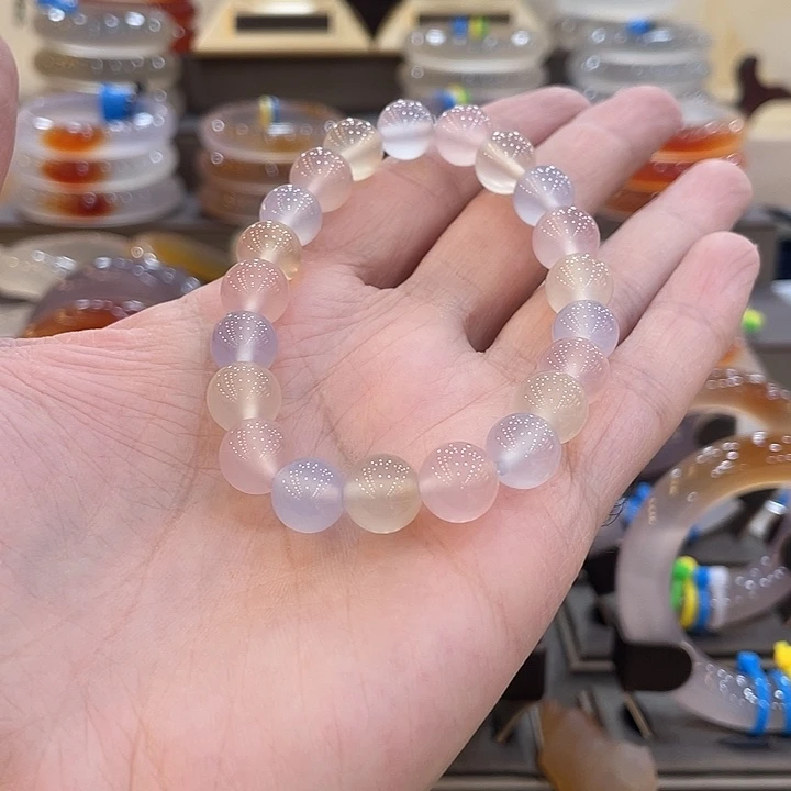 墨***色玛瑙/玉髓未镶嵌手串