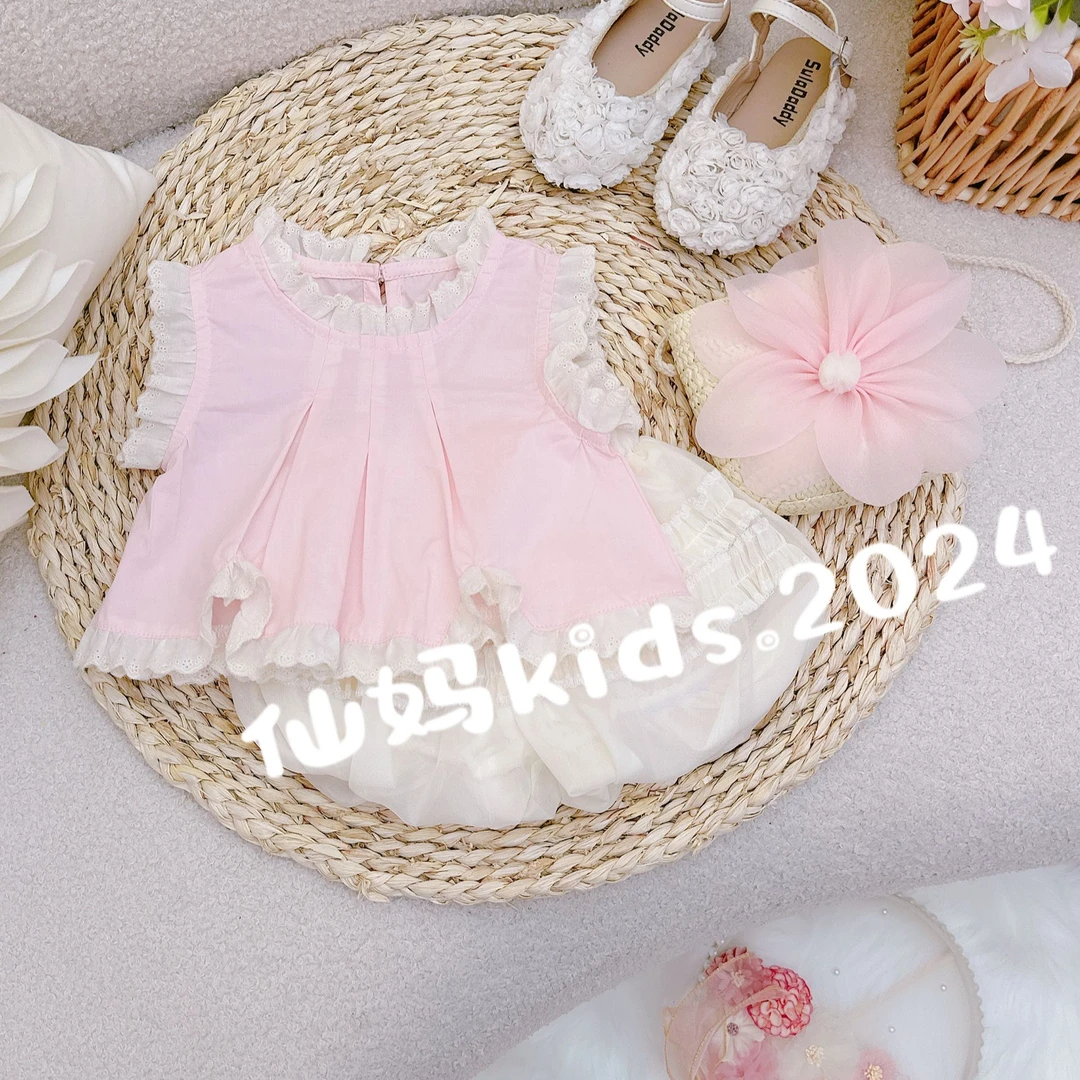 【X003】2024年夏季女童新款女童甜美花仙子樱花粉花苞套装