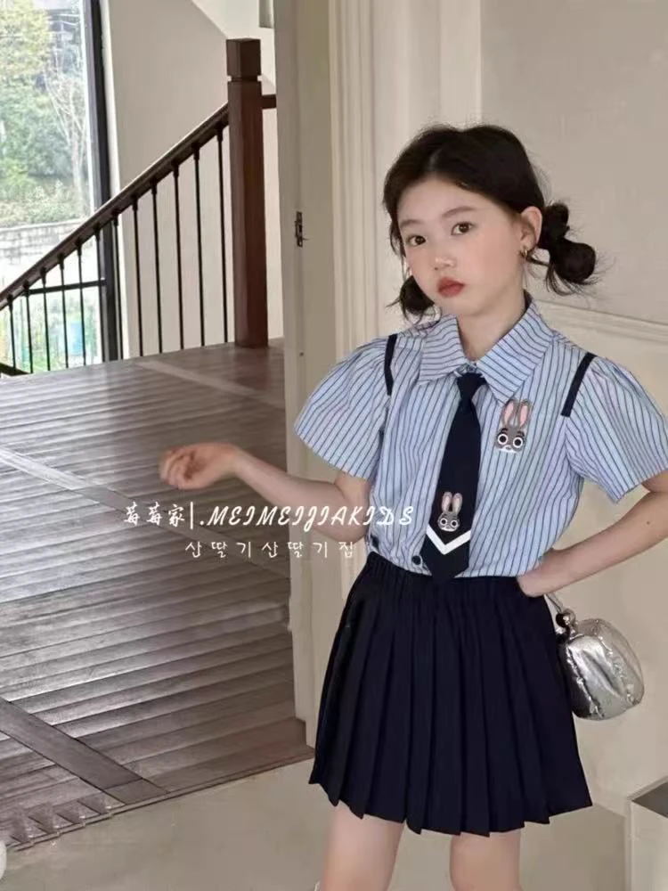 卷毛桃2025夏兔子警官套装儿童（裙裤）