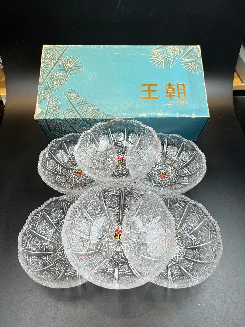 日本回流瓷器KAGAMI精工切子水晶钵深碗果子钵五只