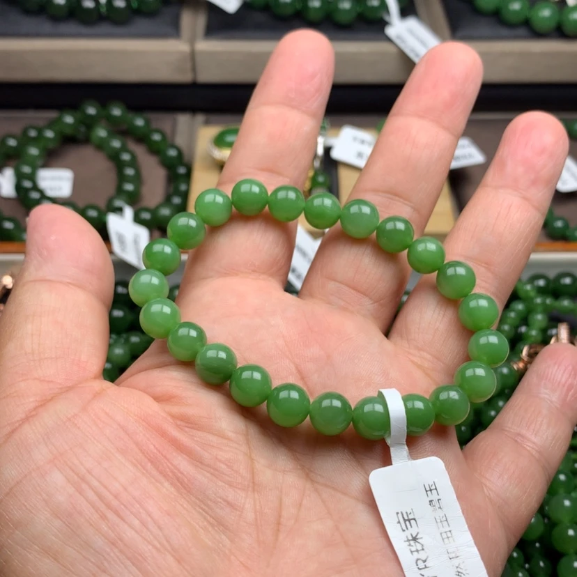 【闪购商品】和田玉（碧玉）未镶嵌手串冰果8m m清货