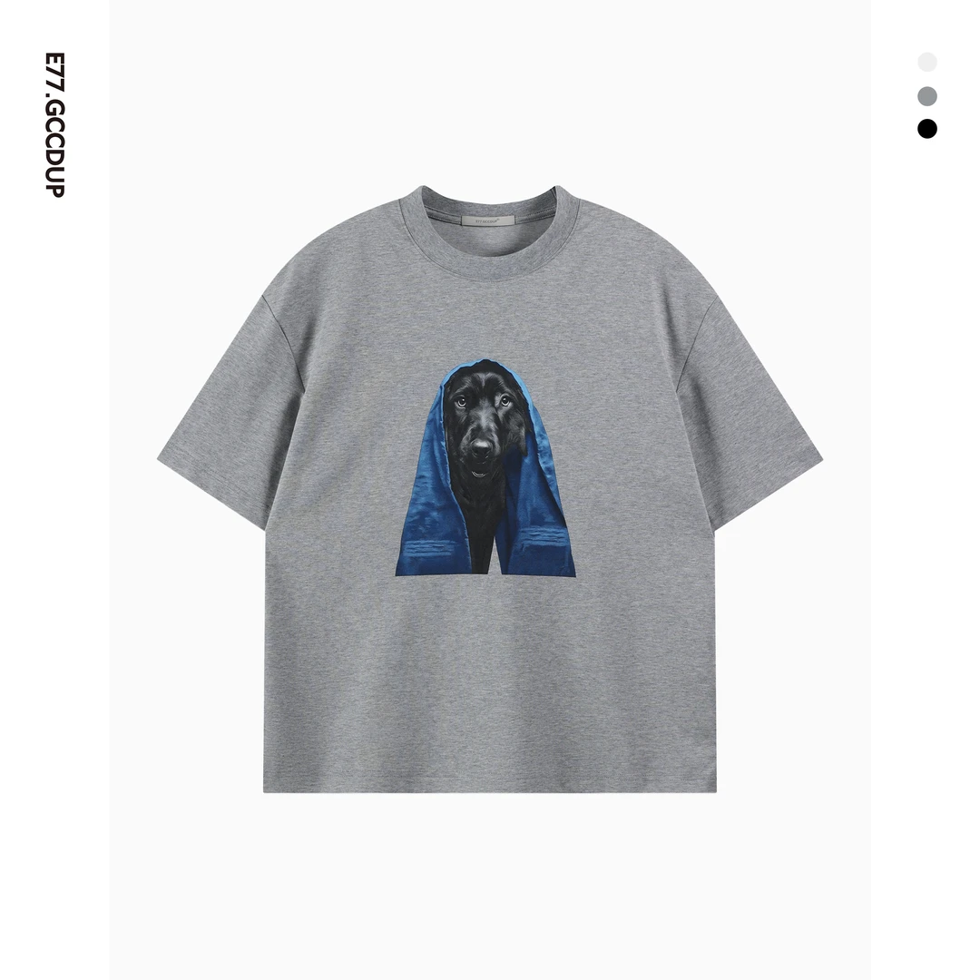 GCCDUPE77夏季浴巾狗印花短袖圆领简约设计时尚高级感男装T恤2501