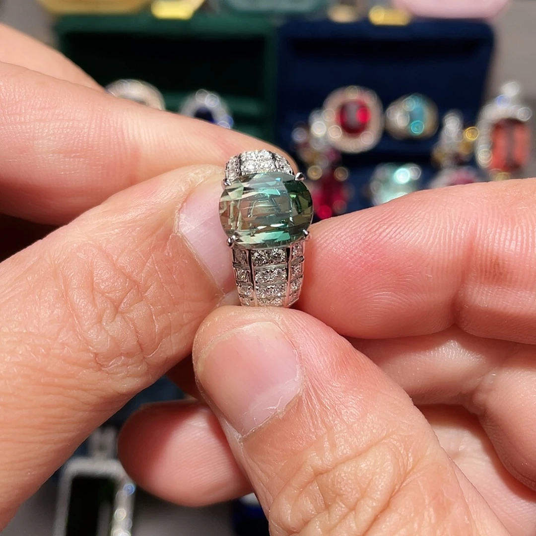 碧玺18K金镶嵌戒指6.69ct