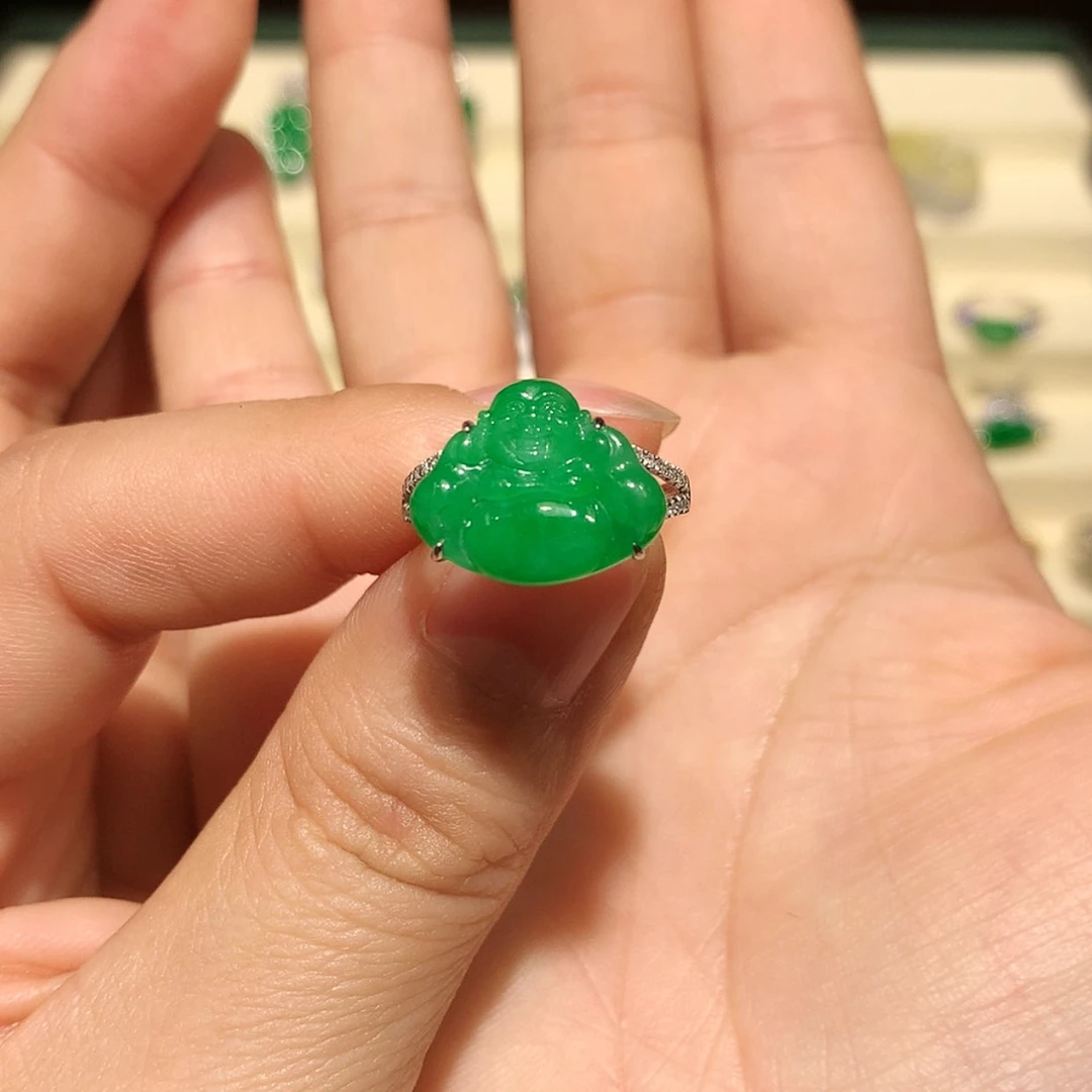 【闪购商品】翡翠戒指18K金镶嵌缅甸A货