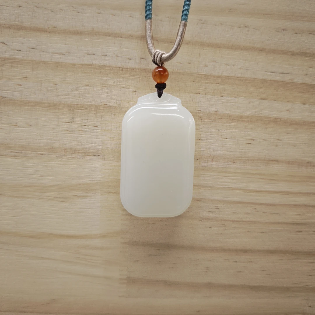 和田玉且末钢板厚装白玉无事牌28×48拍一发一