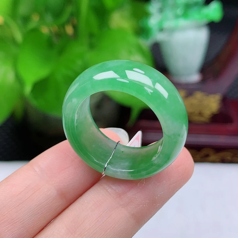 A00162天然缅甸翡翠A货冰绿轮胎扳指玉石戒指23*24圈内径20.1mm