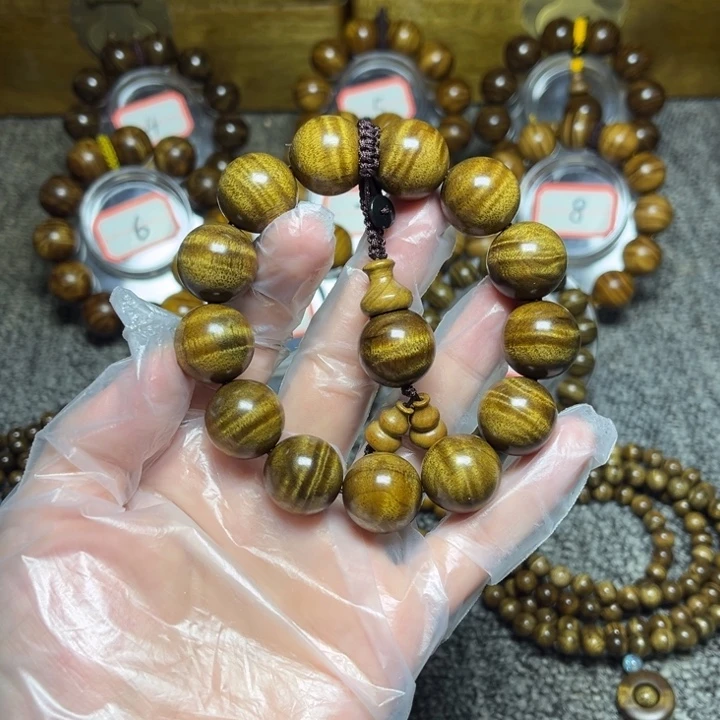 楠木（金丝楠）手串/手链枯木黑金水波1.8