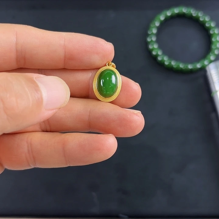 吊坠(不含链)银S925镶嵌和田玉