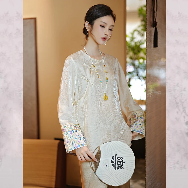 【新雨】新中式国风女装上衣2025秋季新款高级感复古百搭打底小衫